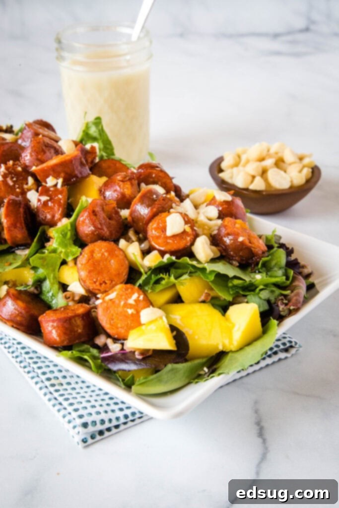 Sausage and Wild Rice salad with a creamy yogurt dressing