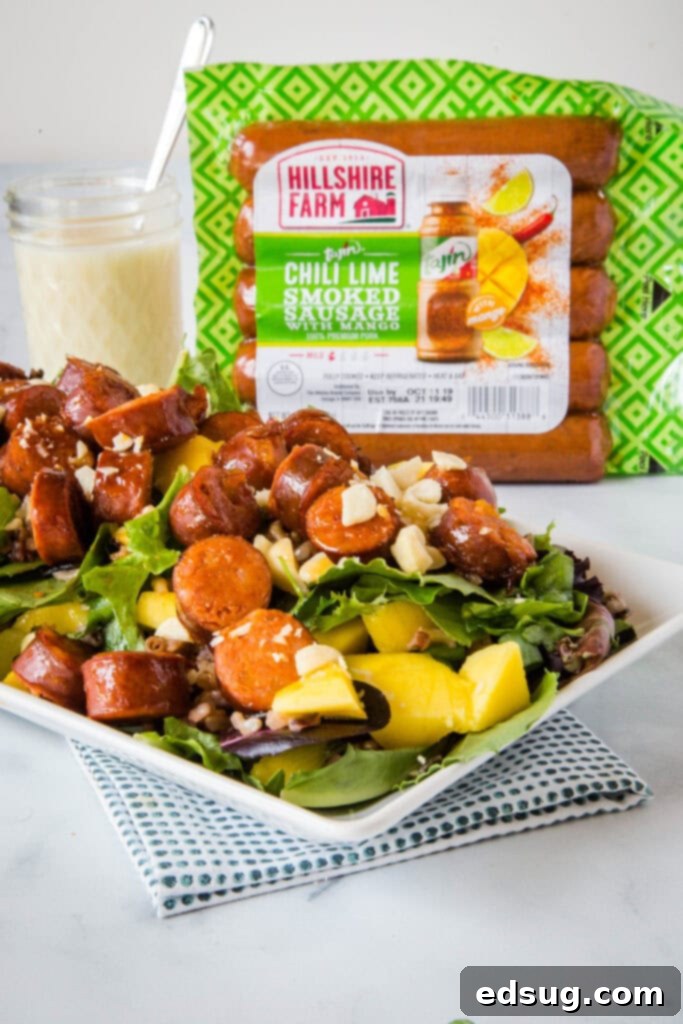 Smoked Sausage on this wild rice salad with yogurt dressing.