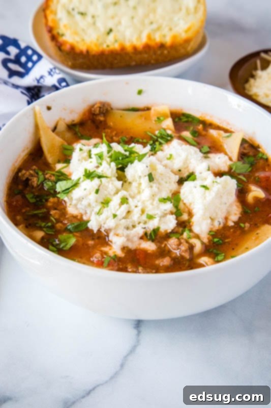 Make classic lasagna into an easy and delicious soup the whole family will love with this simple recipe.