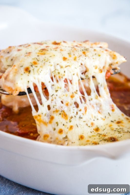Tomato Baked Chicken with gooey melty cheese