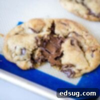 Close up of Nutella in the center of a cookie