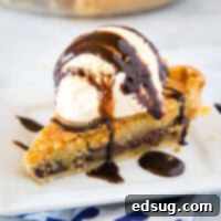 A piece of pie and ice cream on a plate, with Chocolate and Cookie