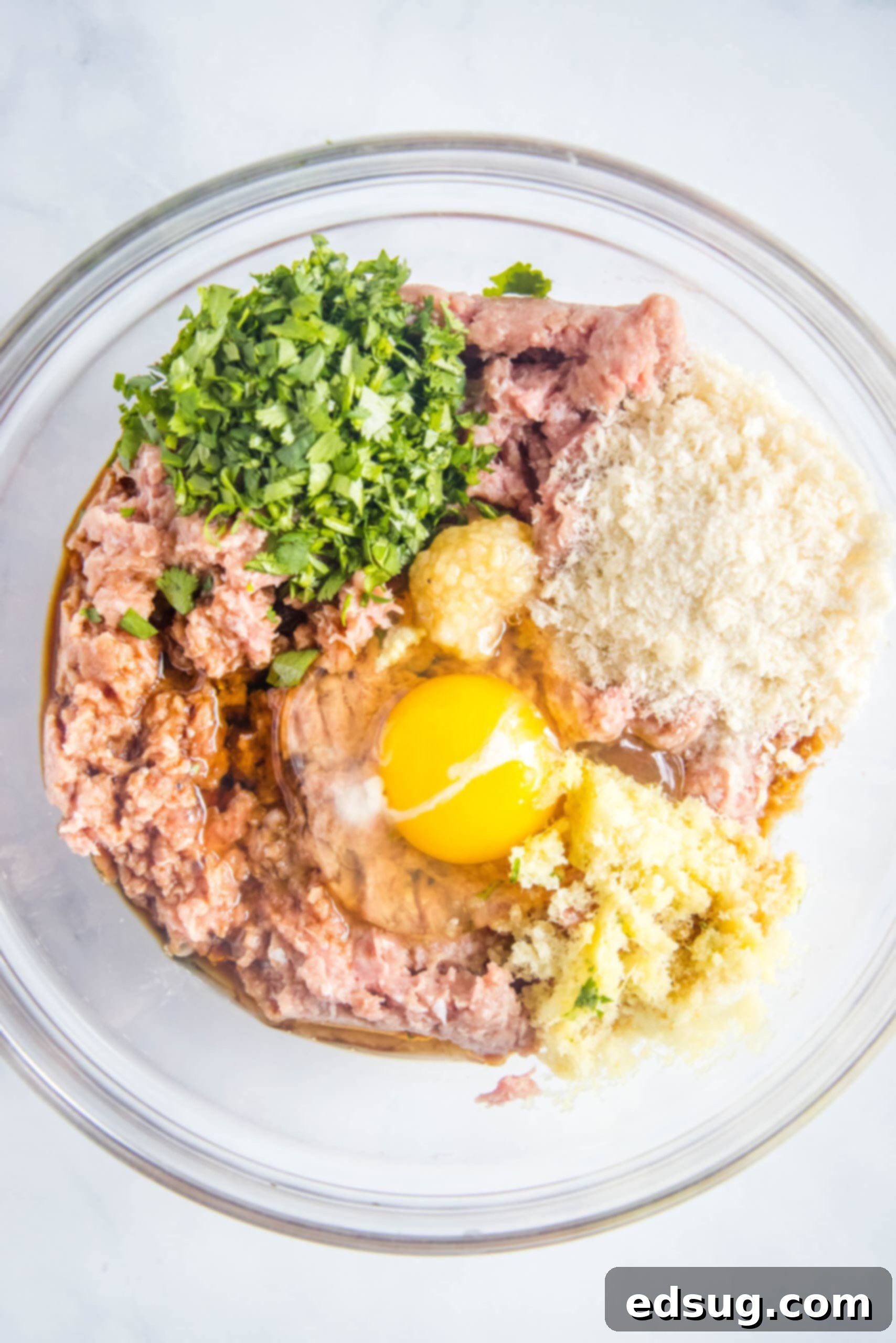 Baked Asian Turkey Meatballs turkey meatballs ingredients in a bowl