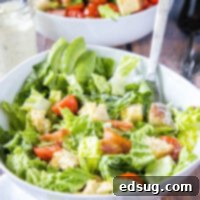 A close-up view of the BLT salad, showcasing a delightful mix of fresh ingredients in a bowl.