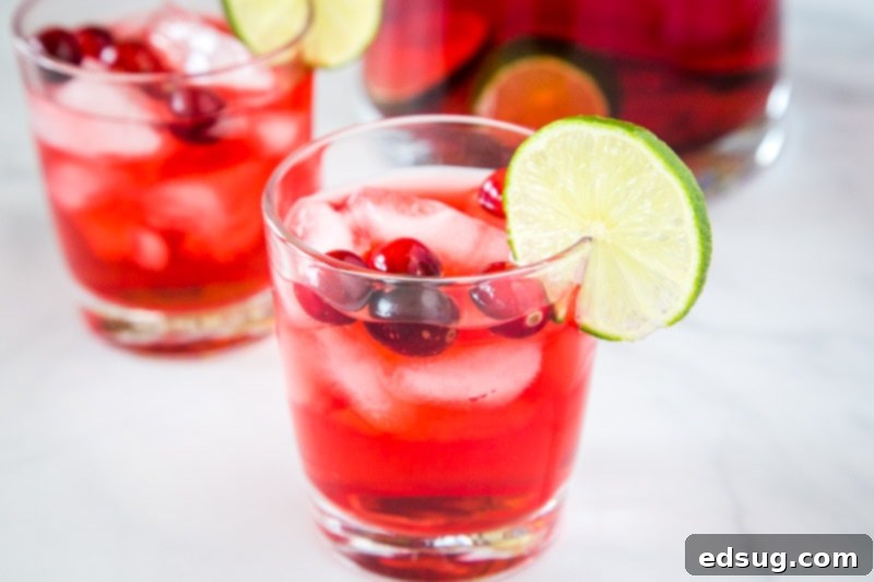 Sparkling Yuletide Punch 5 Christmas Punch Recipe - an easy and delicious holiday punch filled with cranberries, cranberry juice, pineapple juice and more! A non-alcoholic version is included, or add in the vodka for a fun and festive holiday!