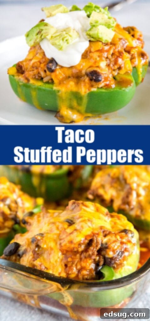 Close-up of a beautifully presented taco stuffed pepper, perfect for sharing on Pinterest.