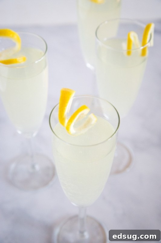Refreshing easy cocktail that has been around forever. French 75 is great for celebrating or just sipping on a Friday night