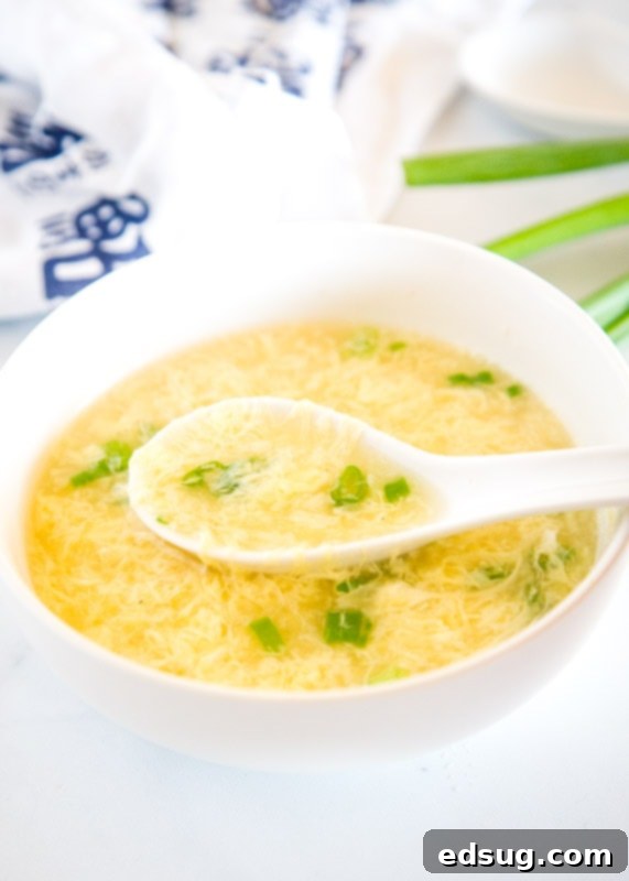 Homemade Chinese Egg Drop Soup ready in 15 minutes, perfect for a quick and comforting meal.