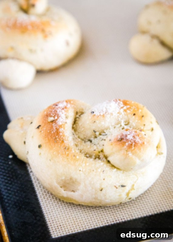 Light and fluffy garlic knots with a homemade dough