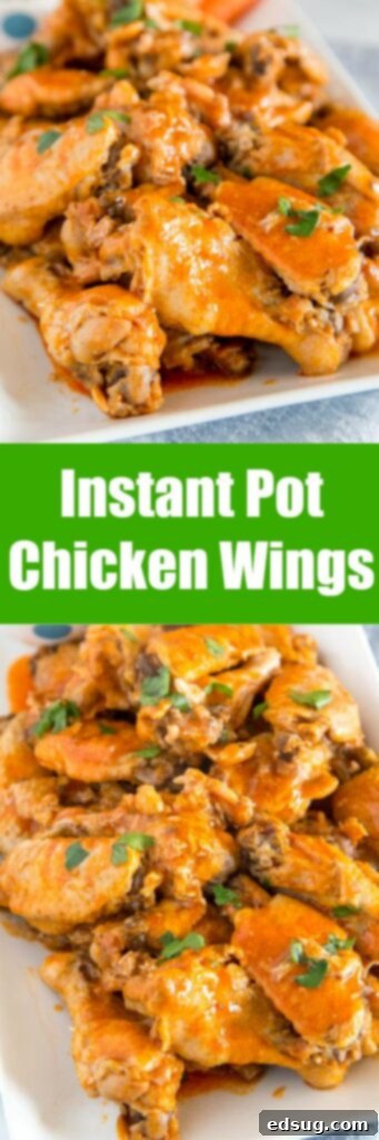 Instant Pot Chicken Wings - get ready for game day, your next party or just a fun appetizer with this easy recipe. Chicken Wings cook in the pressure cooker in no time and are absolutely delicious!