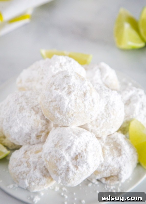 Zesty Lime Cooler Cookies 3 Close-up of fluffy, sweet, and buttery Lime Cooler Cookies, ready to be enjoyed.
