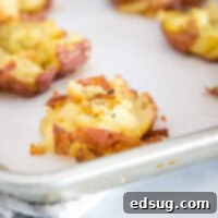 Smashed Potato Perfection 8 A close up of a plate of food, with Potato