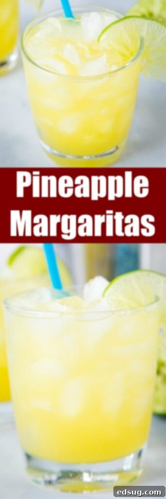 Pineapple Margarita - a fun twist on the classic margarita. The sweet pineapple makes it extra tasty. Just 4 ingredients to make this easy and delicious cocktail. 