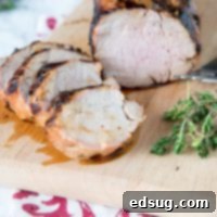 Succulent Herb-Marinated Grilled Pork Tenderloin 5 Herb Grilled Pork Tenderloin - a flavorful marinade with lemon juice and fresh herbs makes this pork tenderloin super moist and tender. Great on chicken and fish too!