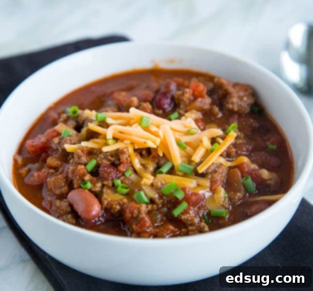 crock pot chili in a bowl