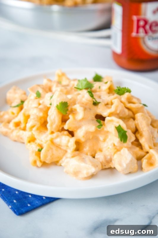 Creamy Buffalo Chicken Pasta 4 Buffalo Chicken Pasta that is ready in about 20 minutes and perfect for busy weeknights!