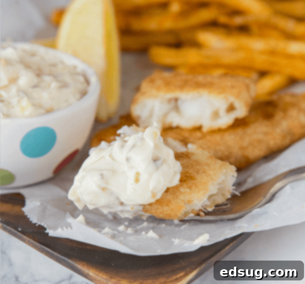 Homemade Copycat Red Lobster Tartar Sauce, perfect for dipping fish and chips.