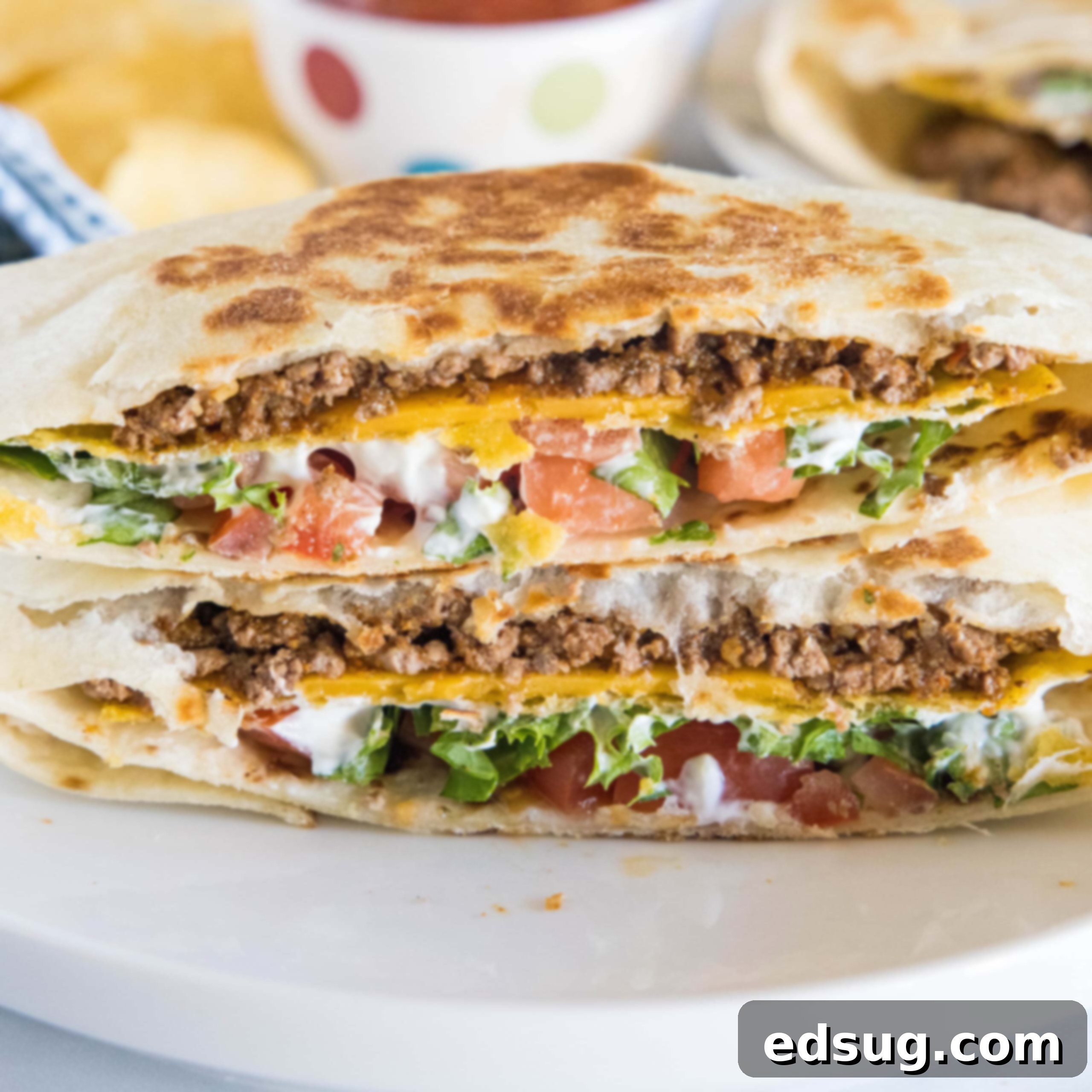 A perfectly folded Crunchwrap Supreme, showcasing its delicious layers and crispy tortilla.