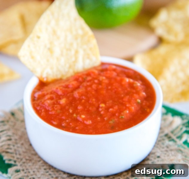 A bowl of vibrant Chili's Salsa, perfect for dipping chips or complementing your favorite Mexican dishes.