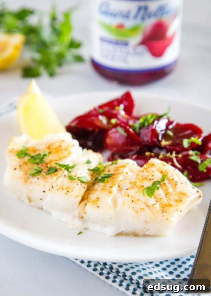Quick and Easy Baked Cod 3 Oven-baked cod fillets seasoned with Old Bay and drizzled with melted butter.
