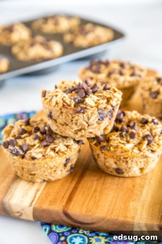 Grab-and-Go Oatmeal Cups 3 Baked Oatmeal baked into muffins with lots of recipe variations
