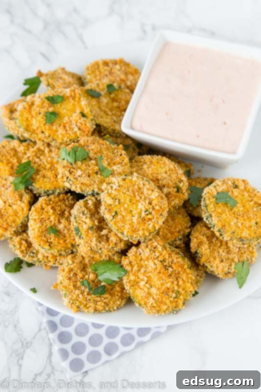 Zucchini fritters arranged on a plate with a side of creamy dipping sauce.