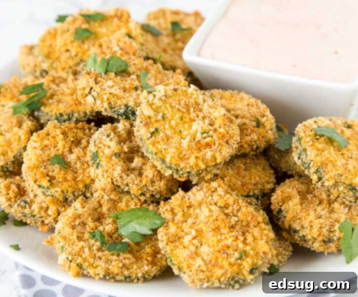 Close-up of crispy, golden-brown zucchini fritters on a plate with dipping sauce.