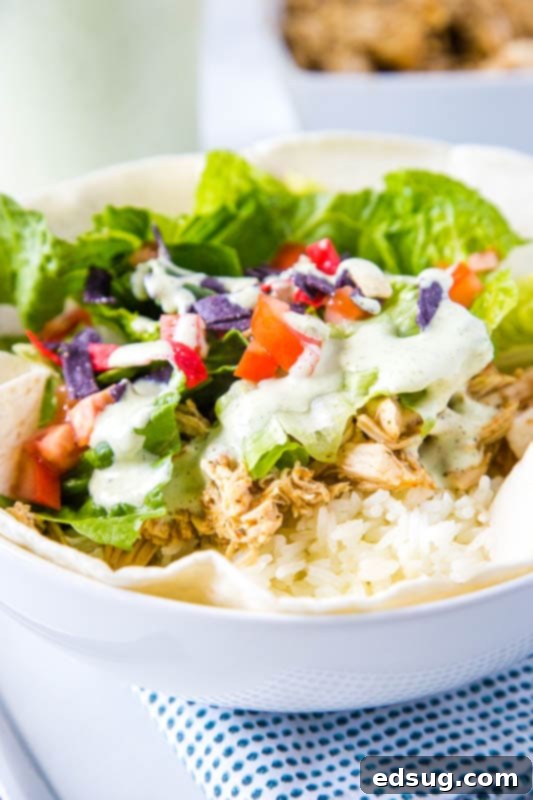 Cafe Rio style chicken salad, showcasing the versatility of the shredded chicken.