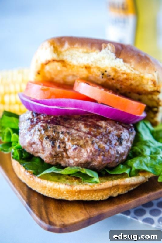 Classic homemade hamburgers on toasted bun