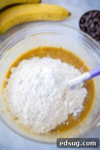 Ultimate Peanut Butter Banana Bread 8 adding cry ingredients for banana bread