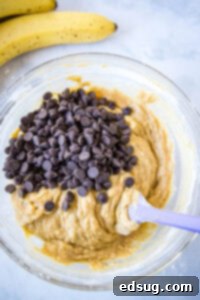 Ultimate Peanut Butter Banana Bread 9 folding in chocolate chips