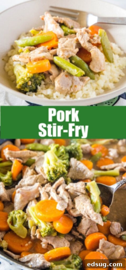 close up pork stir fry for pinterest