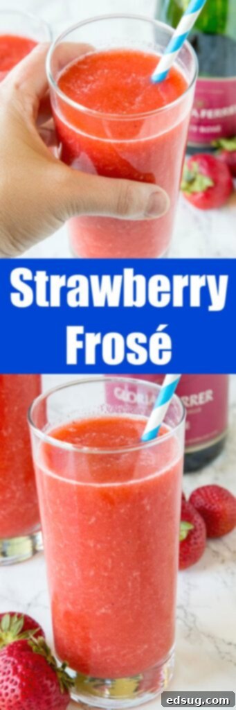 Easy Homemade Frose 5 Frosé - A frozen rosé wine slushie with strawberries. A super simple idea that is refreshing and delicious all summer long!