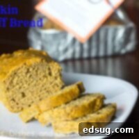 Spiced Pumpkin Biscoff Loaf 1 pumpkin biscoff bread on a plate with crumbs