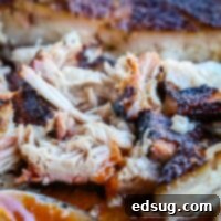 Smokehouse Pork Belly 7 Smoked Pork Belly - the most tender and juicy pork you will ever have! It is cooked low and slow on the smoker and seasoned with a delicious rub. Super easy, you will wonder why you have never tried it before!