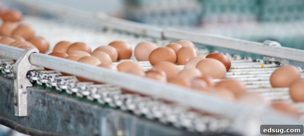Conscious Egg Cultivation 2 eggs on a conveyer belt