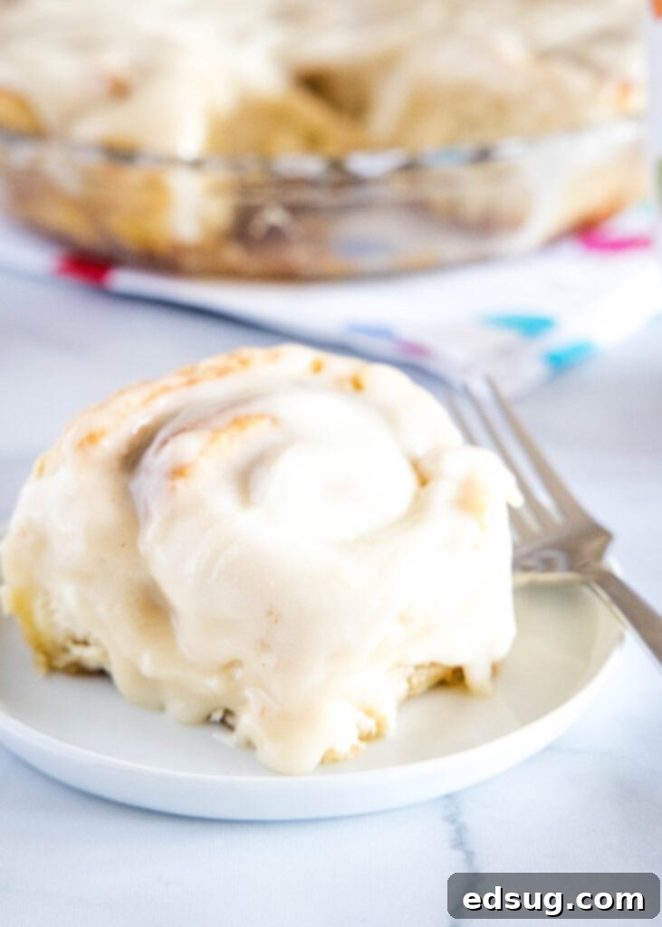 Warm Cinnamon Swirls 5 quick and easy cinnamon roll on a plate