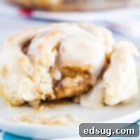 Warm Cinnamon Swirls 8 close up of cinnamon roll with bite missing