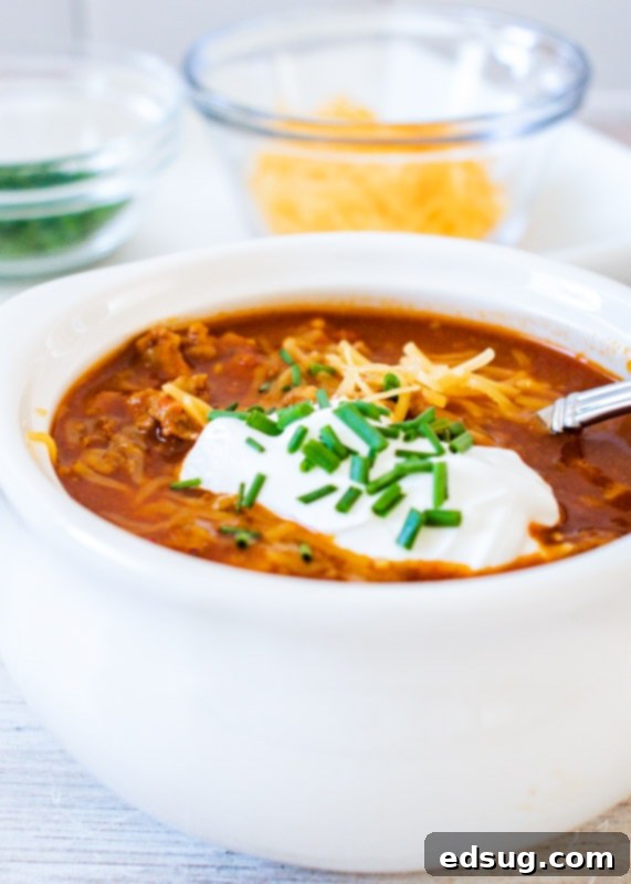 Instant Pot Turkey Chili 4 turkey chili in bowl with a spoon