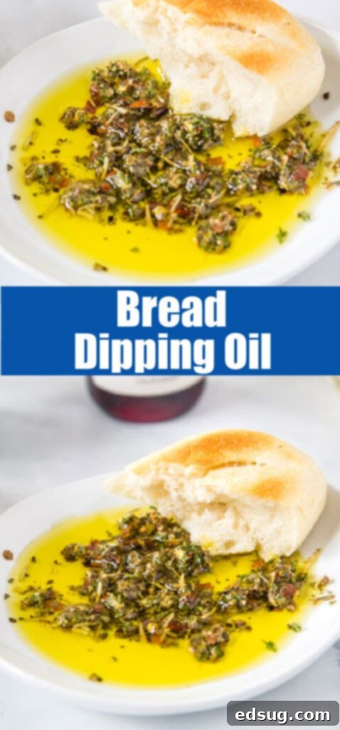 A simple yet elegant plate of olive oil infused with dried herbs and a piece of crusty bread, inviting you to dip and enjoy.