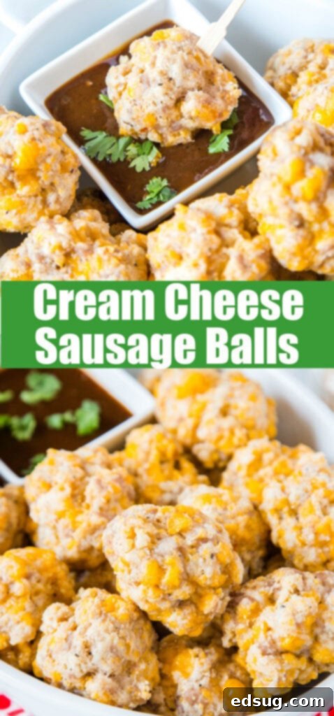 Cream Cheese Sausage Balls 6 cream cheese sausage balls in a dish