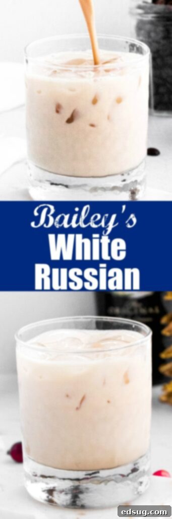 The Perfect Baileys White Russian 6 A perfectly prepared Baileys White Russian cocktail, showcasing its inviting appearance.