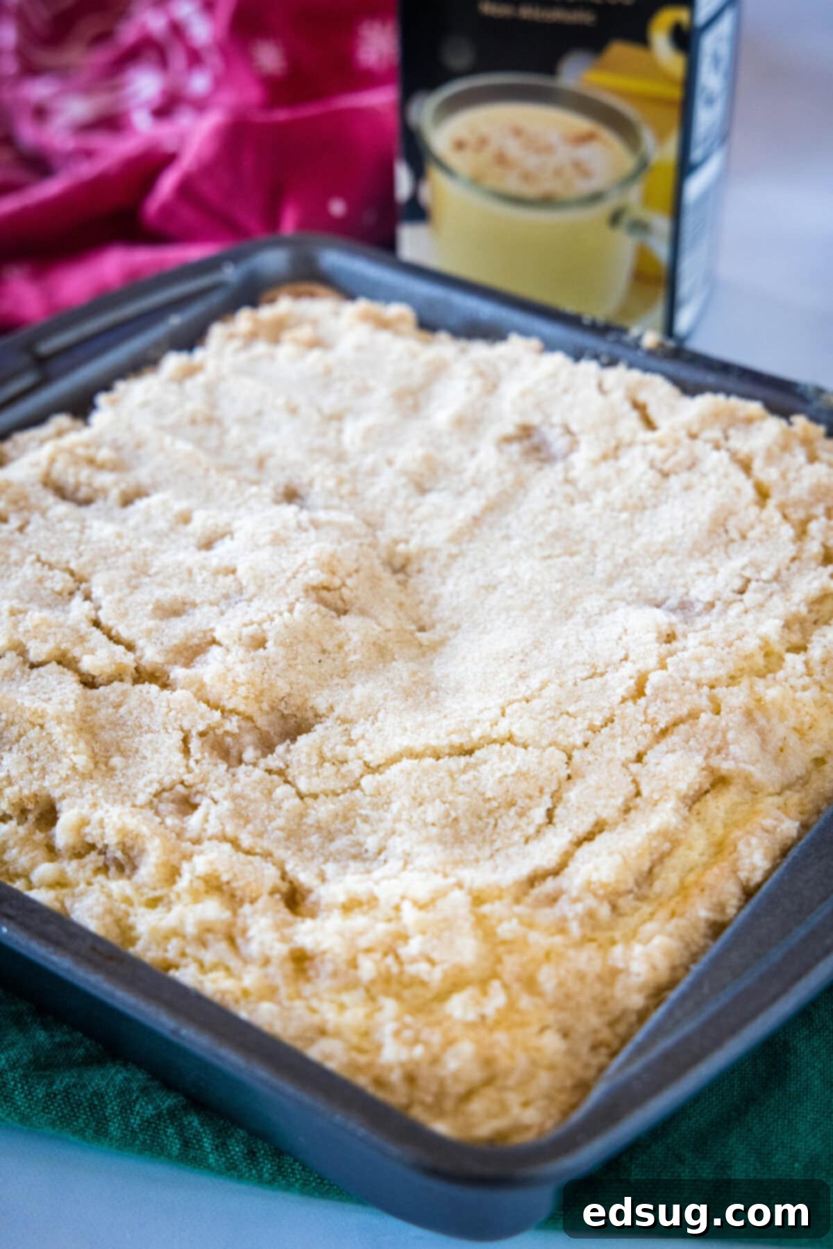 Eggnog Coffee Cake 4 eggnog coffee cake in baking pan