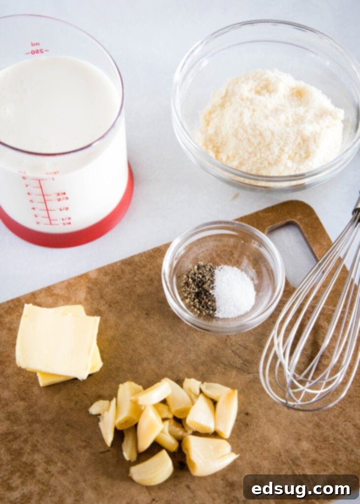 ingredients for roasted garlic cream sauce