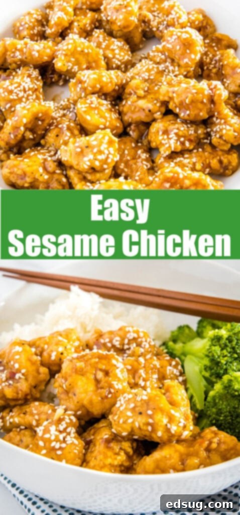 Effortless Sesame Chicken 7 Crispy chicken pieces generously coated in a rich sesame sauce, presented as a delectable dish.