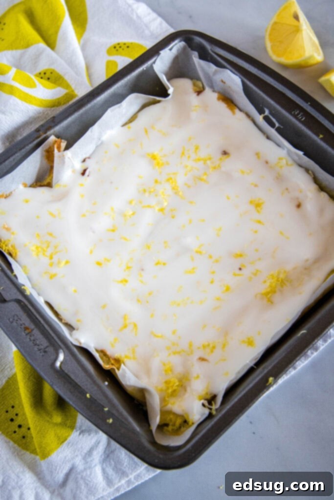 Sunshine Lemon Brownies 4 lemon brownies in the pan