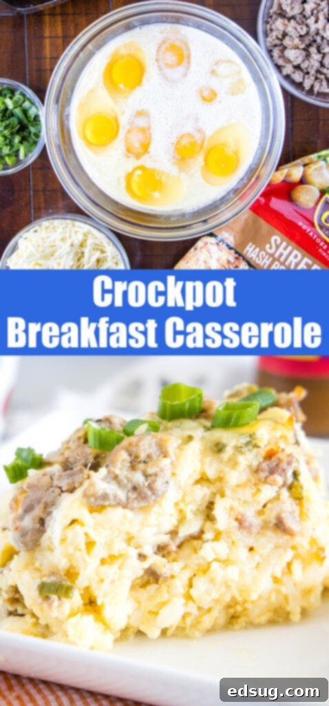 Overnight Slow Cooker Breakfast Bake 7 crockpot breakfast casserole pin for pinterest
