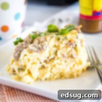 close up of crockpot breakfast casserole