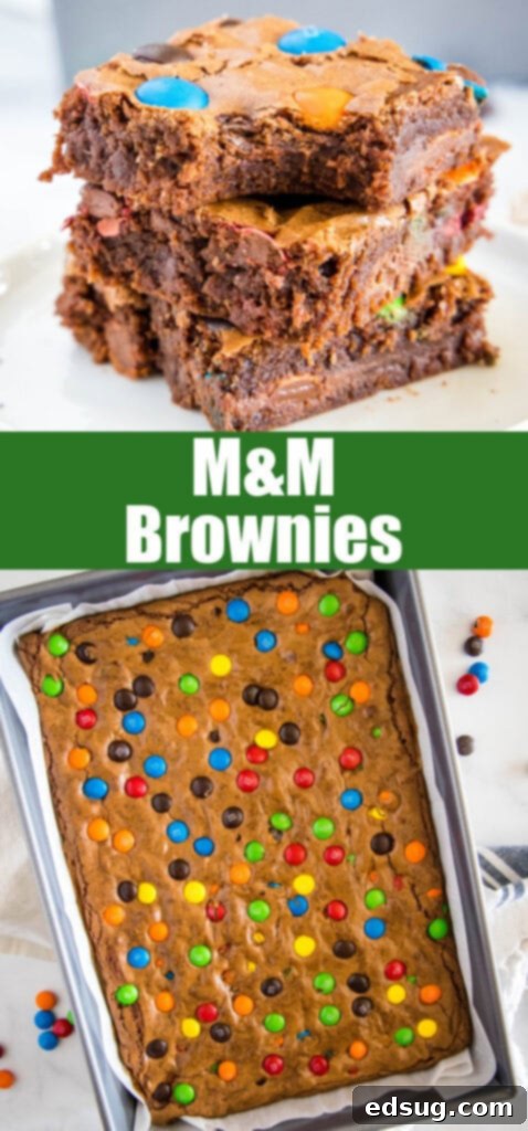 Colorful M and M Brownies 6 Fudgy brownies with M&M's in a collage for Pinterest