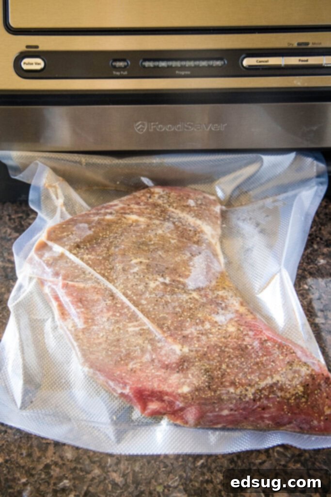 tri tip seasoned in food saver bag